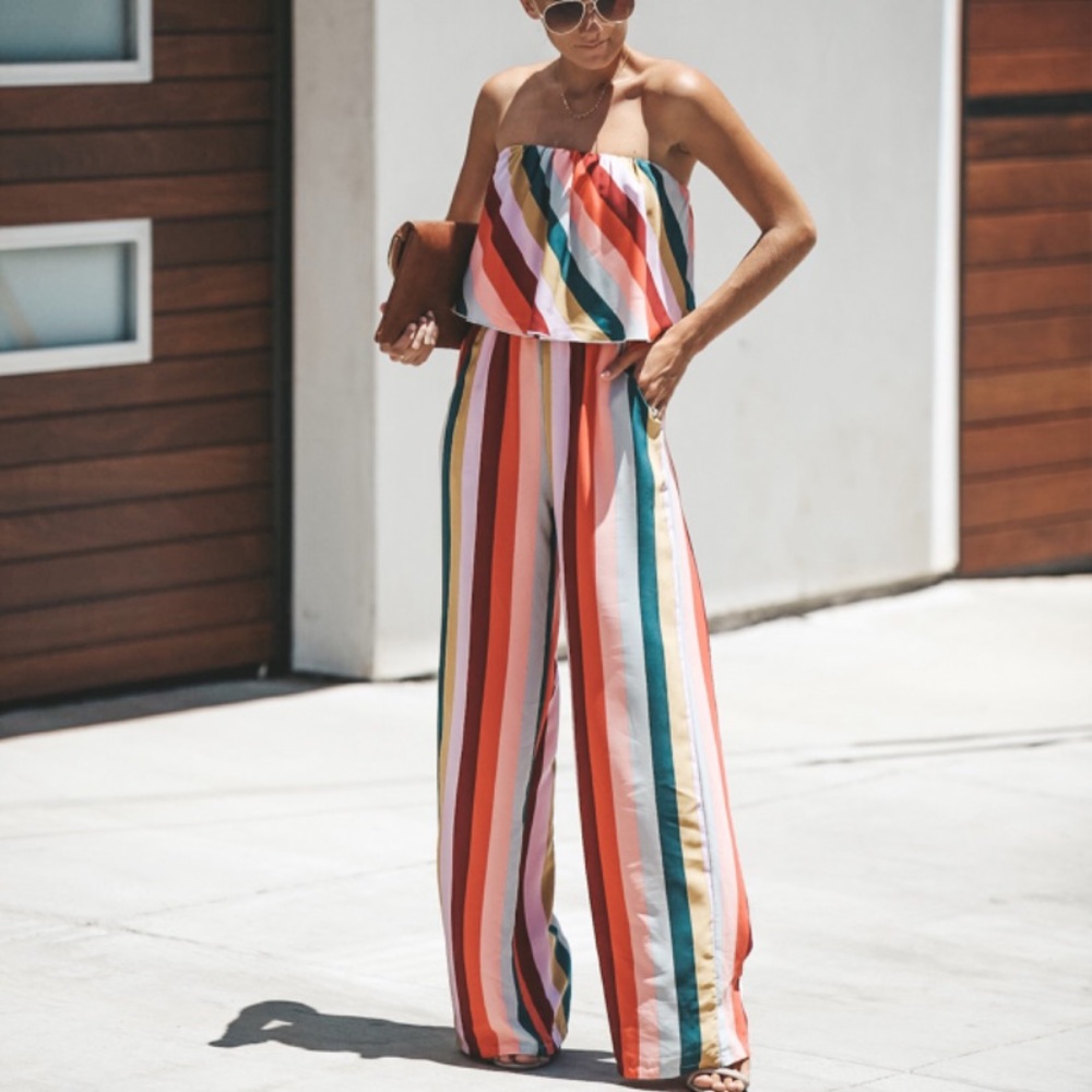 Striped pocketed jumpsuit
